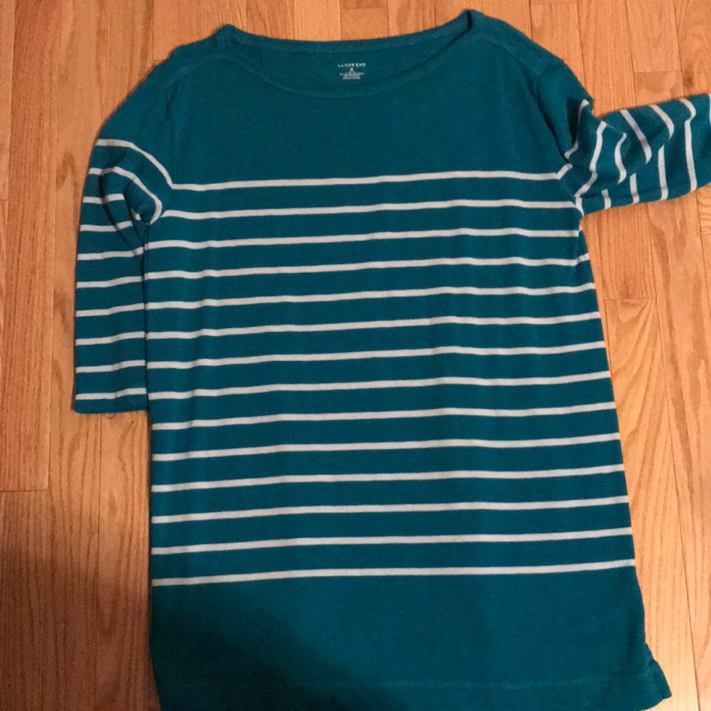 Lands End teal striped tunic.